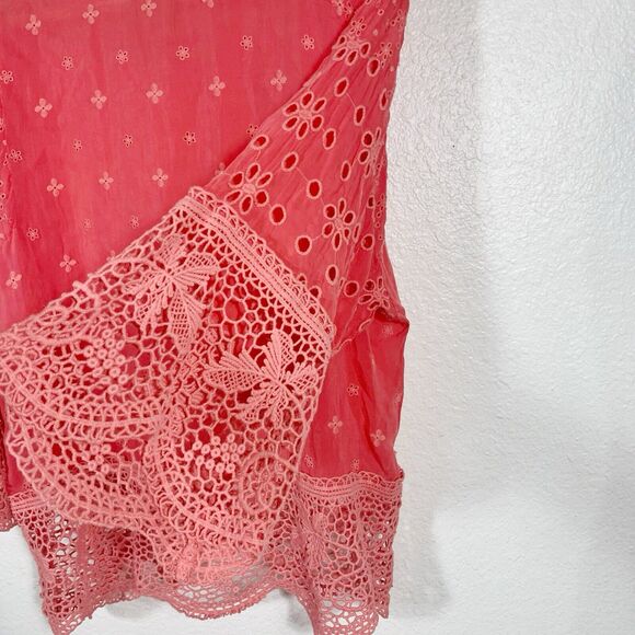 Johnny Was Embroidered Eyelet Tunic Coral Size Small Women’s - Picture 9 of 12